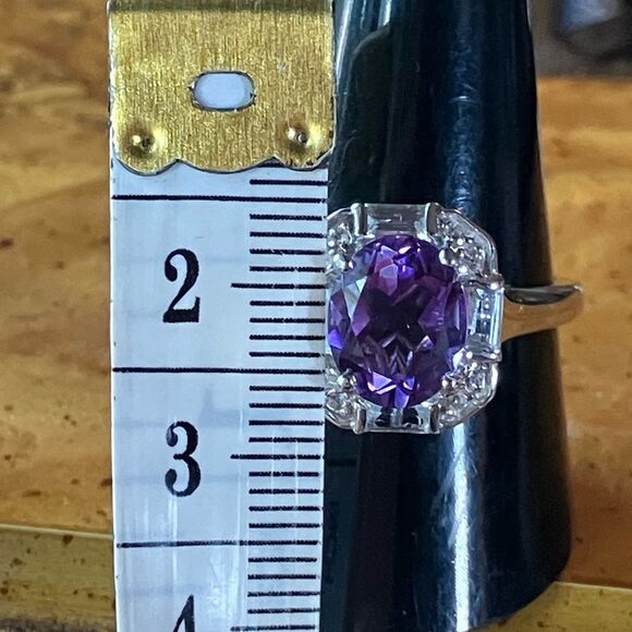 Moroccan Amethyst Sterling Silver Art Deco Ring Size 10 - Picture 7 of 9